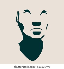 Human head silhouette. Face front view. Elegant silhouette of part of human face. Vector Illustration of an asian woman