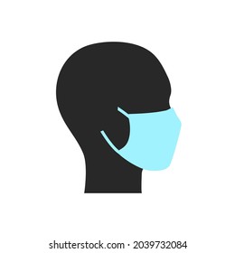 Human head silhouette with face mask.