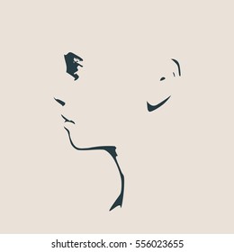 Human head silhouette. Face profile view. Elegant of part of face. Vector Illustration