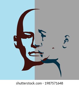 Human head silhouette. Face side view. Elegant silhouette of part of human face. Vector Illustration.Human head silhouette. Face front view.