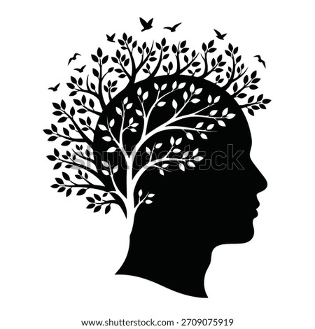 Human head silhouette filled with a growing tree.