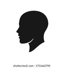 Human head silhouette. Hand drawn line art profile drawing. Simple cartoon illustration isolated on white background.  Vector icon. Eps 10.