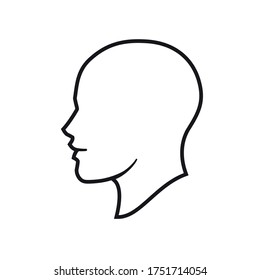 Human head silhouette  Hand drawn line art profile drawing  Simple cartoon illustration isolated white background   Vector icon  Eps 10 