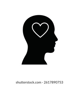 Human Head Silhouette With Heart Love Symbol Inside Head Mental Health