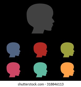 Human head silhouette. Icon set