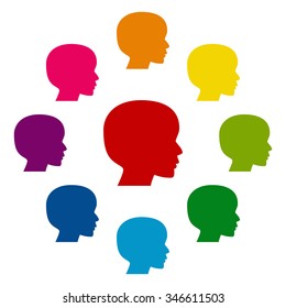 Human head silhouette. Icon set.
