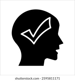 Human head silhouette Icon Symbol isolated white background. vector illustration. color editable.