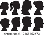 Human head silhouette profile vector set