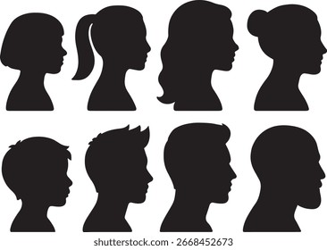 Menschlicher Kopf Silhouette Profil Vektor Set