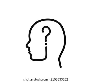 Silueta de cabeza humana y signo de interrogación. Símbolo. Ilustración vectorial.