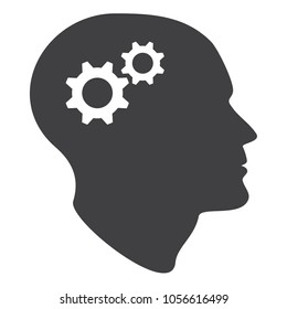 Human head silhouette with set of gears as a brain - idea and innovation concept