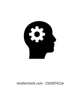 Human head silhouette with set of gears as a brain - idea and innovation concept
