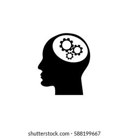 Human head silhouette with set of gears as a brain - idea and innovation concept