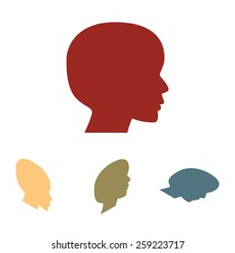 Human head silhouette  set. Isometric effect