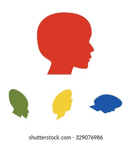 Human head silhouette  set. Isometric effect