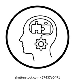 Human head silhouette showcasing problem solving and innovation concepts