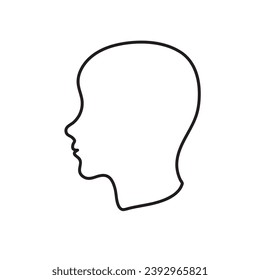 human head silhouette. Vector liner flat illustration on white background..eps