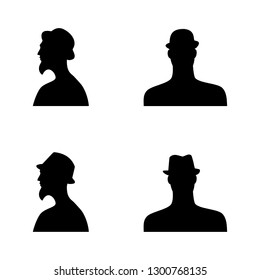 human head silhouettes in different hats. 