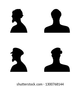 human head silhouettes in different hats. 