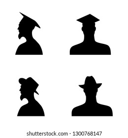 human head silhouettes in different hats. 