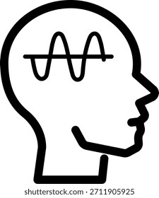 Cabeça humana com onda senoidal - conceito de onda cerebral e frequência