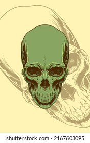 Human head skull artwork illustration