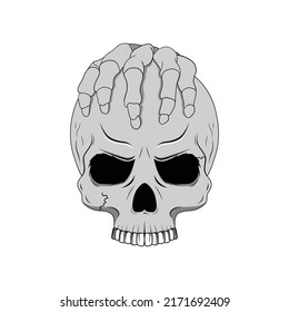 
Human Head Skull King with Demon Hand Illustration Tattoo Template. Designs for T-shirts, Tattoos, Stickers, Gaming Logos or Posters.