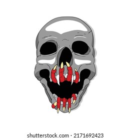 
Human Head Skull King with Demon Hand Illustration Tattoo Template. Designs for T-shirts, Tattoos, Stickers, Gaming Logos or Posters.