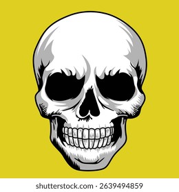 Human head skull skeleton vector illustration sketch drawing