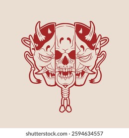 Human head skull surrounded by chains	
