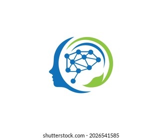 Human head smart technology logo vector.