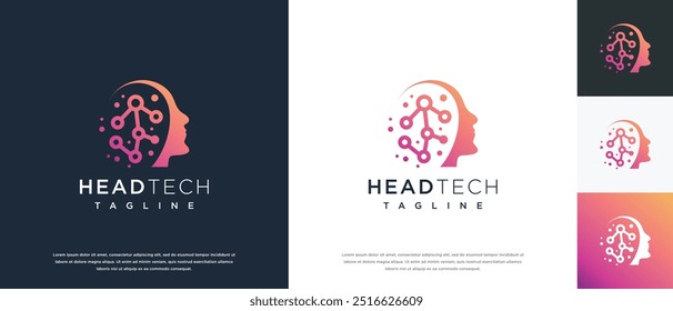 human head smart technology logo design template.
human head logo icon, mind, and technology