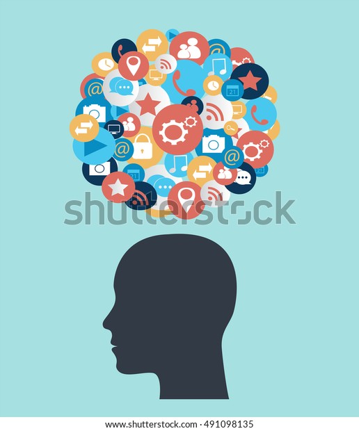 Human Head Social Media Icons Flat Stock Vector (Royalty Free ...