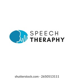Cabeza humana con onda de sonido. Logotipo de la terapia del habla