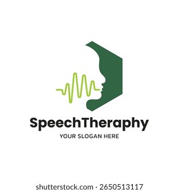 Human Head with Sound Wave. Speech Therapy Logo