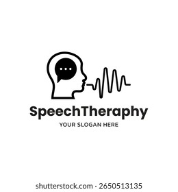 Cabeça Humana com Onda Sonora. Logotipo da fonoaudiologia