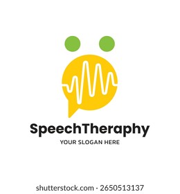Cabeza humana con onda de sonido. Logotipo de la terapia del habla