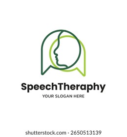Human Head with Sound Wave. Speech Therapy Logo