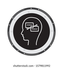 Human Head With Speech Bubble Linear Icon. Thinking. Thin Line Illustration. Internal Dialogue.