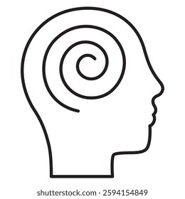 Human head with a spiral representing deep concentration