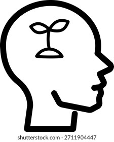 Cabeza humana con retoño – crecimiento mental y creatividad