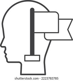 Human head and strategy illustration in minimal style isolated on background