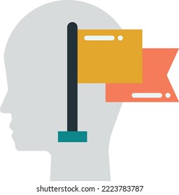 Human head and strategy illustration in minimal style isolated on background