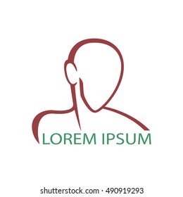  Human head stylized logo and emblem with space for text. Stock vector.