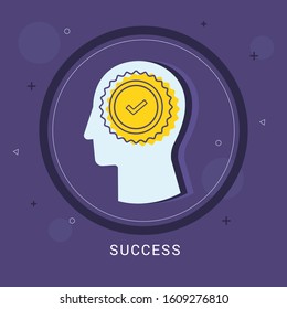human head Success icon concept vector illustration