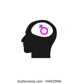 Human head symbol on white background