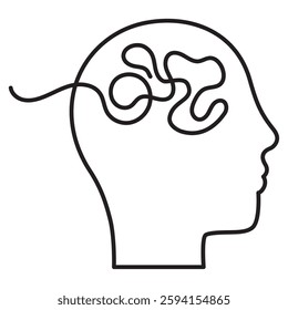 Human head with tangled thoughts transforming into clarity