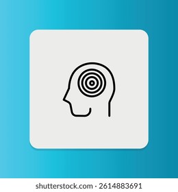 Human head with a target in the brain, representing focus and mental direction.