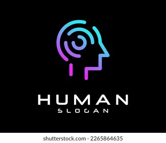Human Head Tech Digital Innovation Futuristic Artificial Intelligence Analysis Vector Logo Design
