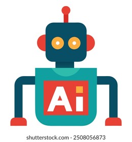 Human head tech icon, AI chip technological brain, Artificial intelligence, Simple flat design symbol, Isolated on white background, Vector illustration